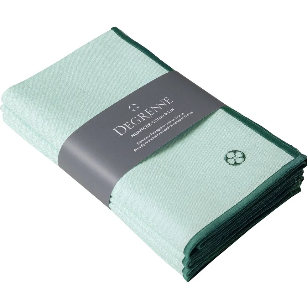 NUANCES COTON & LIN VERT MENTHE Lot de 4 serviettes 50 x 40 cm