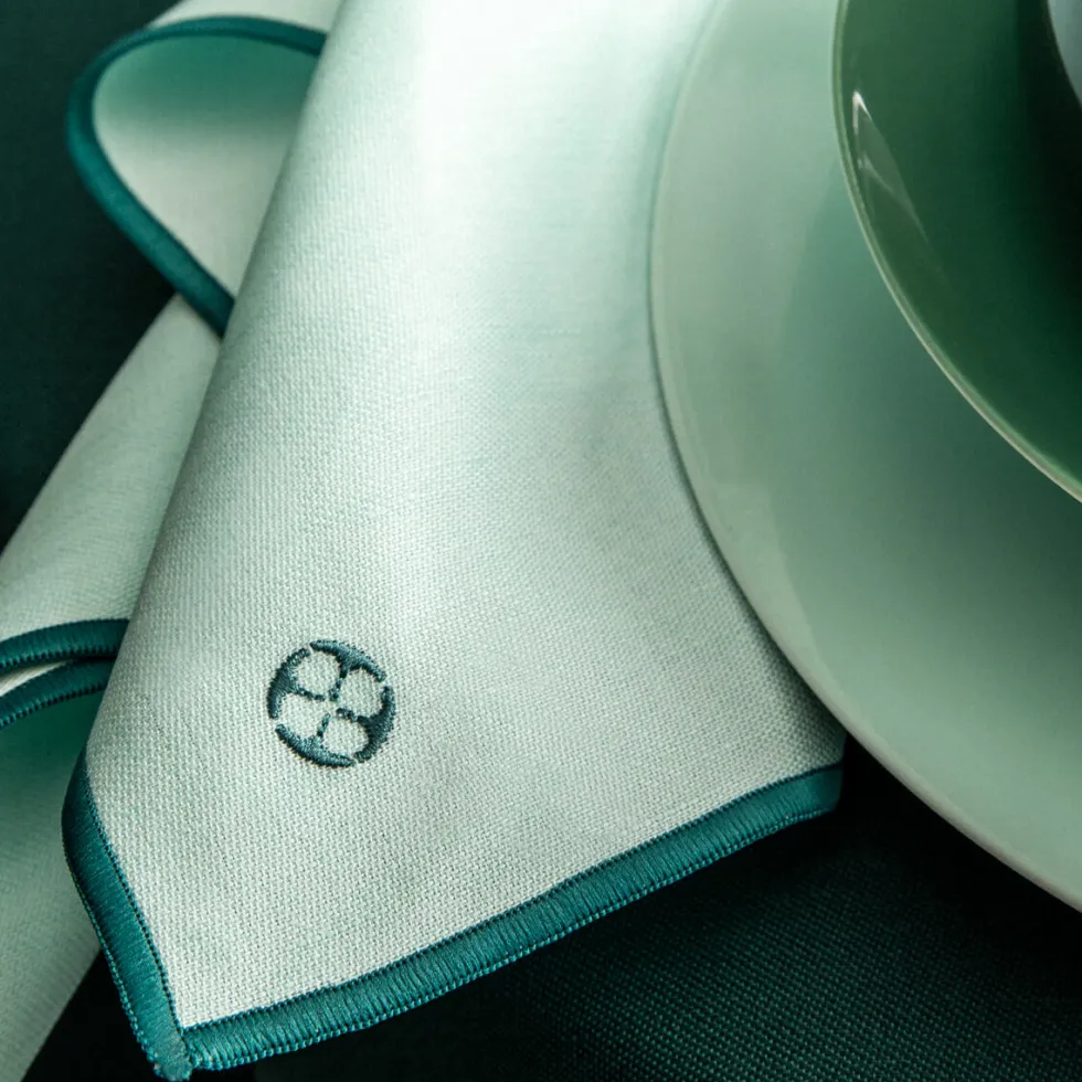 NUANCES COTON & LIN VERT MENTHE Lot de 4 serviettes 50 x 40 cm