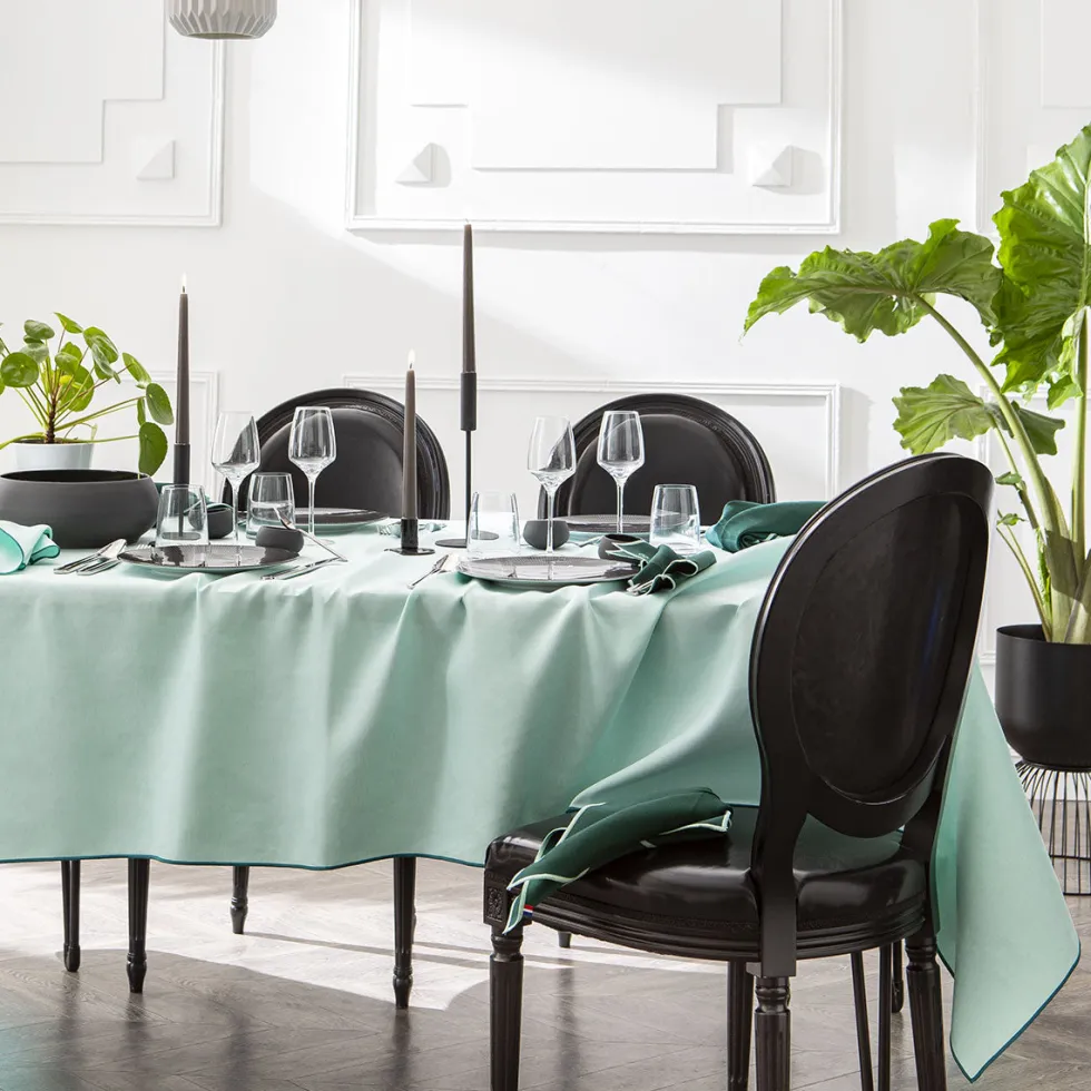 NUANCES COTON & LIN VERT MENTHE Lot de 4 serviettes 50 x 40 cm