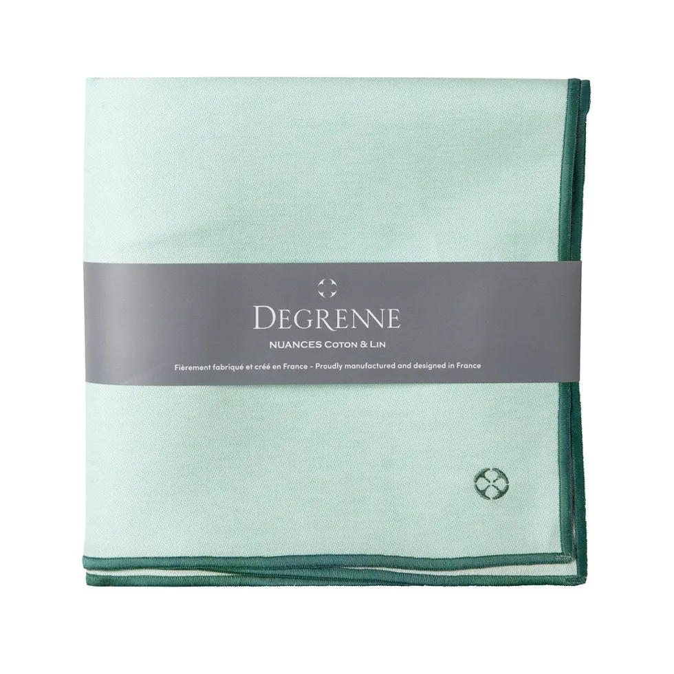 NUANCES COTON & LIN VERT MENTHE Nappe carrée 180 x 180 cm
