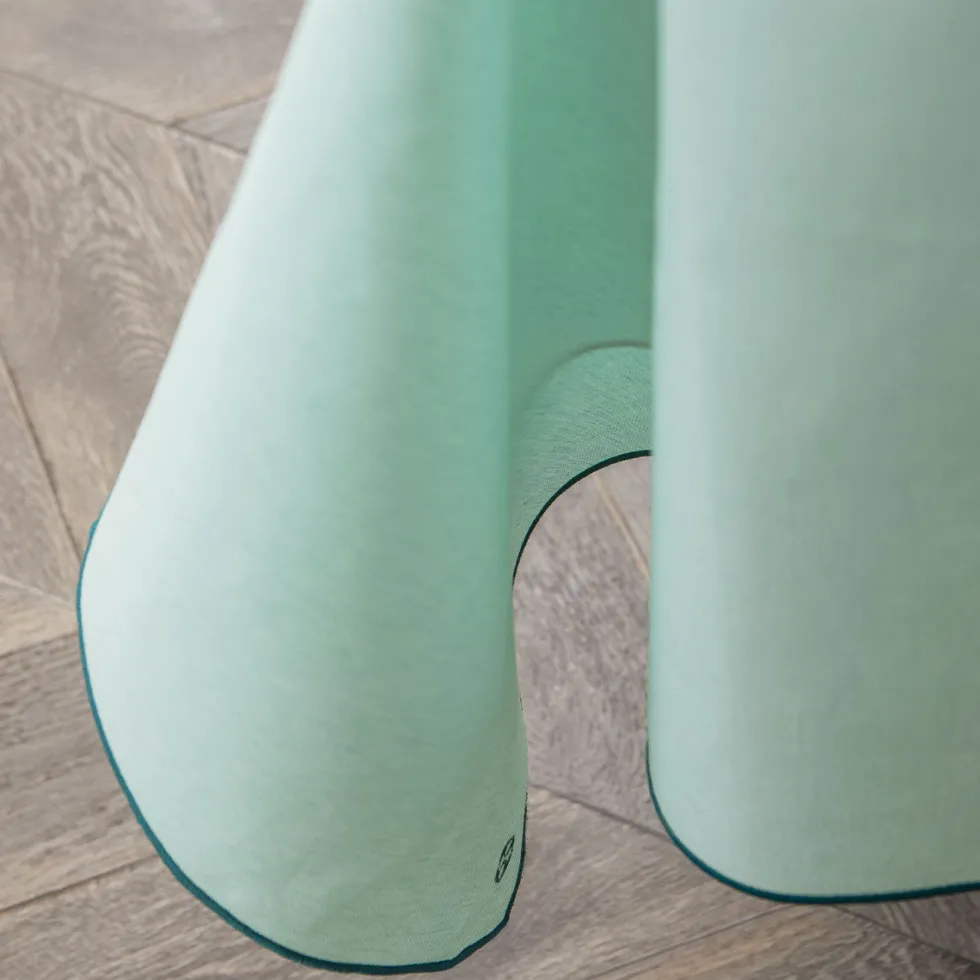 NUANCES COTON & LIN VERT MENTHE Nappe carrée 180 x 180 cm