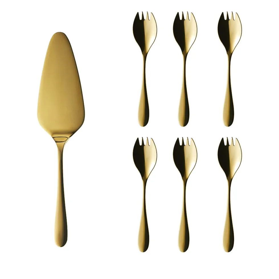 ONDE GOLD Coffret 6 fourchettes à gâteaux et pelle à tarte