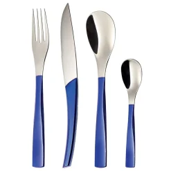 QUARTZ MIROIR BLEU CELESTE Coffret 24 couverts lame scie