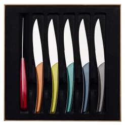 QUARTZ MIROIR MULTICOLORE Coffret 6 couteaux à steak lame scie