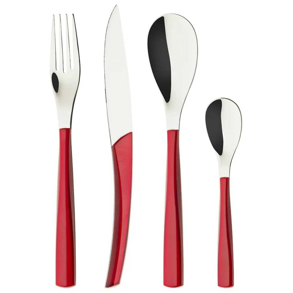 QUARTZ MIROIR ROUGE Coffret 24 couverts lame scie