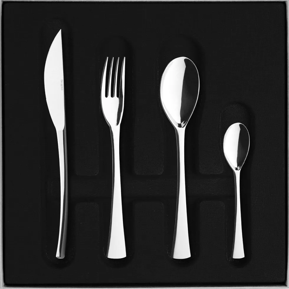 SOLSTICE MIROIR Colis écrin 50 couverts monobloc lame scie n°1