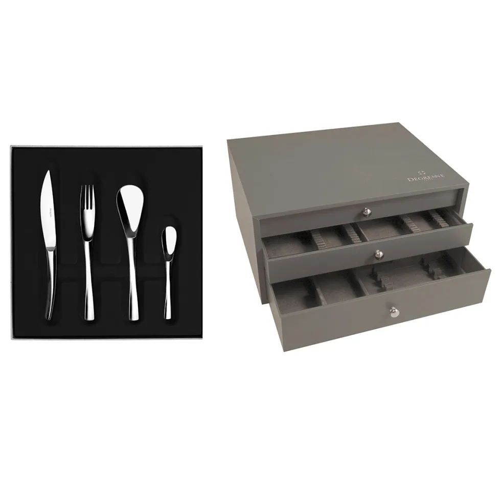 XY MIROIR Colis écrin 99 couverts monobloc lame scie